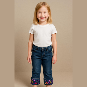 D Signed Size 6 Girls Blue Jeans Cuffed Bottoms